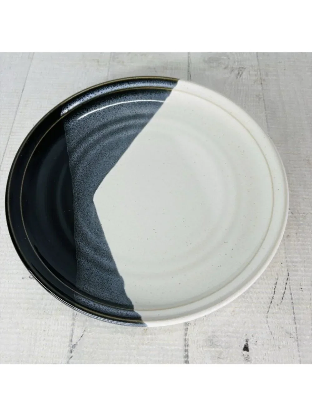 Noritake Stoneware DURANGO 8647 Black Blue Abstract Panels Salad Plates Set 2